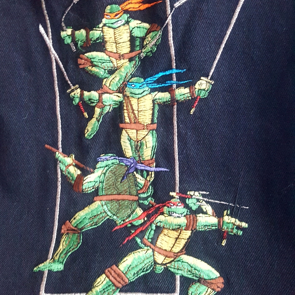 🌙RARE! VTG TMNT Film Crew Denim Embroidered Jacket - Picture 8 of 14